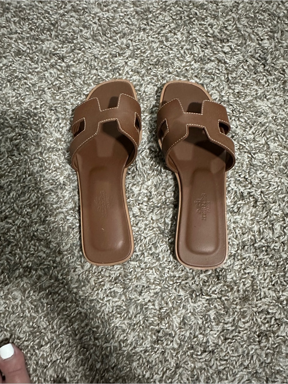 Brown Leather Slide Sandals - Classic Women's Slip-On
